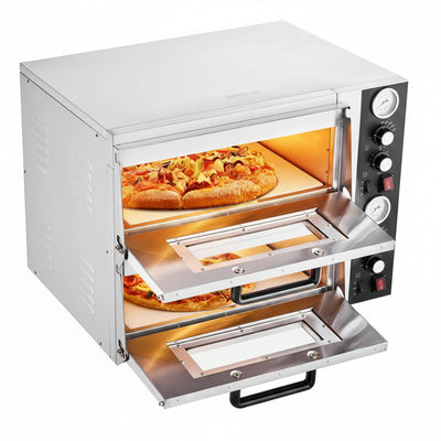 Electric Pizza Oven Built for Professional Results, 18 Inch Double-Deck, 842°F Max Temp, Independent Controls