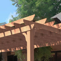 20 Ft. W X 12 Ft. D Cedar Wood Patio Pergola Shade Structure for Outdoor, Brown