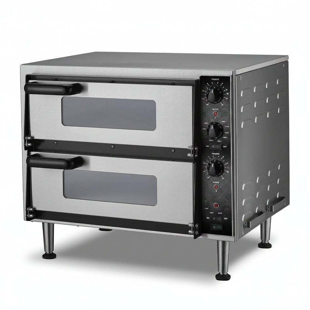 Pizza Oven with Independent Double-Deck & 14" Pizza Deck