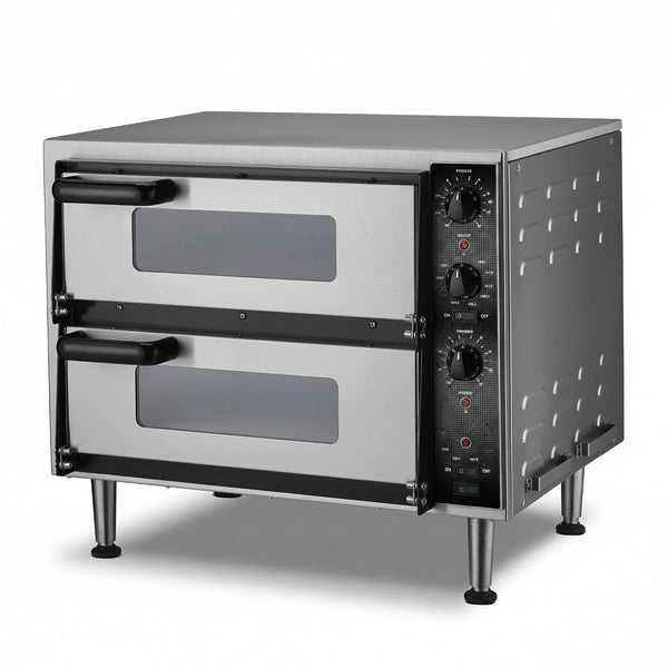 Pizza Oven with Independent Double-Deck & 14" Pizza Deck