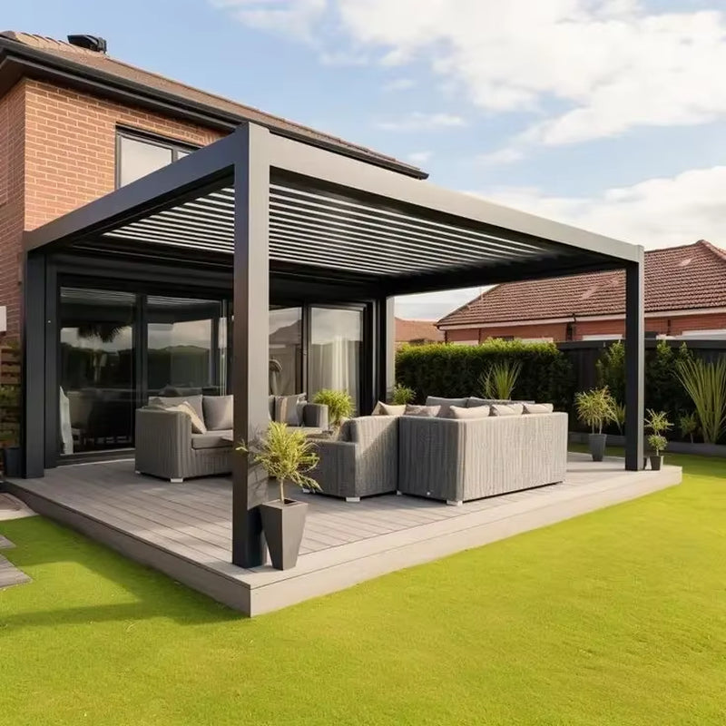 Outdoor Waterproof Pergola Aluminium Motorized Louvered Pergola Canopy Exterior Gazebo Bioclimatic Pergolas Shading Gazebo