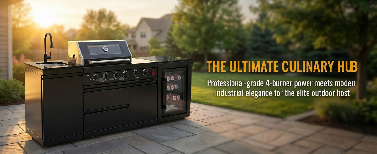 4-Burner 72000 BTU Deluxe Stainless Steel Propane Gas Outdoor Kitchen