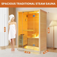 Steam Sauna 2-3 Person Traditional Sauna with 3KW/240V Stove Heater