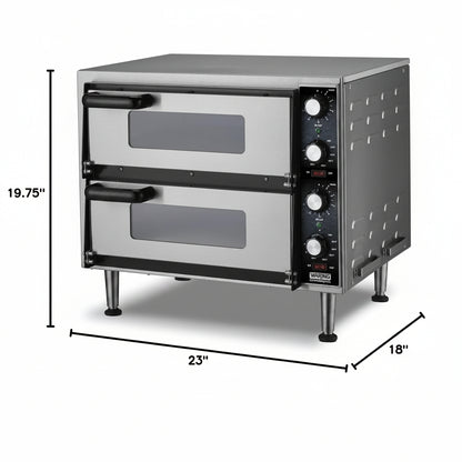Pizza Oven with Independent Double-Deck & 14" Pizza Deck
