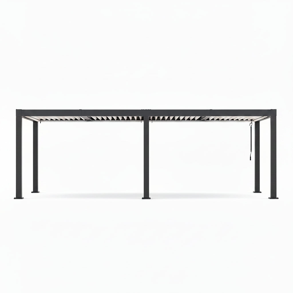All-Aluminum Louvered Pergola 12 Ft X 24 Ft, Outdoor Pergola with Adjustable Louvered Roof, Reinforced Aluminum Frame, Integrated Drainage System, Hardtop Gazebo for Patio, Deck, Gray