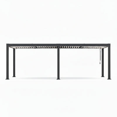 All-Aluminum Louvered Pergola 12 Ft X 24 Ft, Outdoor Pergola with Adjustable Louvered Roof, Reinforced Aluminum Frame, Integrated Drainage System, Hardtop Gazebo for Patio, Deck, Gray