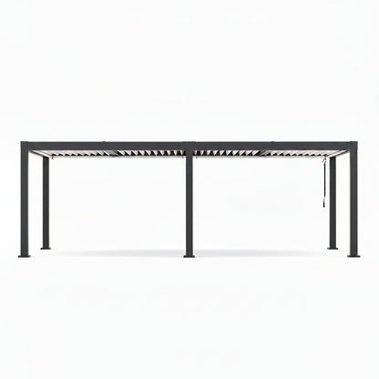 All-Aluminum Louvered Pergola 12 Ft X 24 Ft, Outdoor Pergola with Adjustable Louvered Roof, Reinforced Aluminum Frame, Integrated Drainage System, Hardtop Gazebo for Patio, Deck, Gray