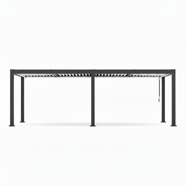 All-Aluminum Louvered Pergola 12 Ft X 24 Ft, Outdoor Pergola with Adjustable Louvered Roof, Reinforced Aluminum Frame, Integrated Drainage System, Hardtop Gazebo for Patio, Deck, Gray