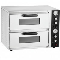 Pizza Oven Electric, 18" Double-Deck Commercial Countertop Pizza Oven, 842°F Max Temp, Indoor Pizza Maker with Thermometer, Independent Upper & Lower Temp Control & Timer for Home Restaurant