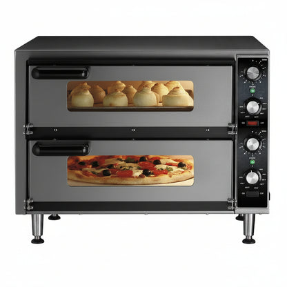 Pizza Oven with Independent Double-Deck & 14" Pizza Deck