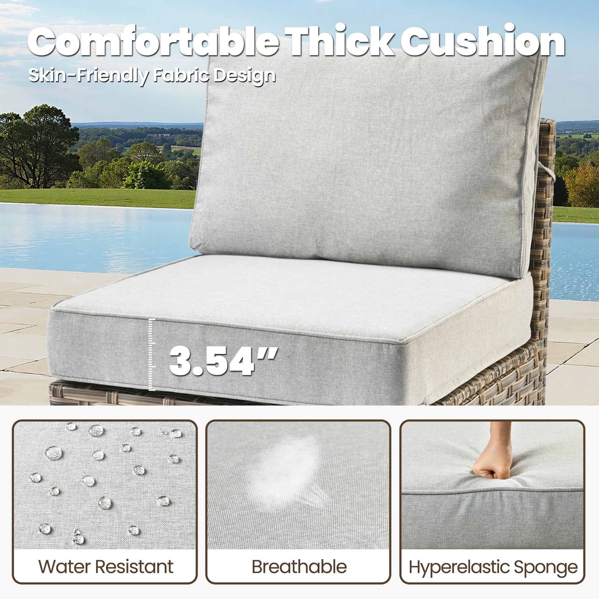 9 Pieces Patio Furniture Set outside Furniture Wicker Patio Conversation Set with Swivel Chairs, Outdoor Furniture for Garden, Gray