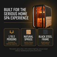 1-2 Person Outdoor Traditional Steam Sauna, Weatherproof Square Sauna Cabin with Black Trim, Natural Spruce Wood Sauna Room, LED Strip & Panoramic Glass Door, for Backyard Garden Home Spa, Relaxation — Results & Stats