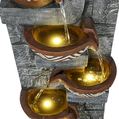 Resin Bohemian 6 Tier Tall Outdoor Water Fountain with LED