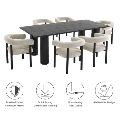 Nautica 7-Piece Rectangular Outdoor Patio Aluminum Dining Table and Chairs Set by Modway