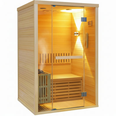 Traditional Sauna Built for Home Use, Canadian Fir Construction, 3KW Heater, Seats 2-3 People