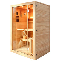 2-3 Person Traditional Steam Sauna, Flat Frame Home Sauna with 3000W, LED Lights, Speaker, Adjustable Temp, 10-Yr Warranty