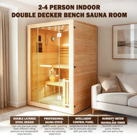2-3 Person Traditional Steam Sauna, Flat Frame Home Sauna with 3000W, LED Lights, Speaker, Adjustable Temp, 10-Yr Warranty