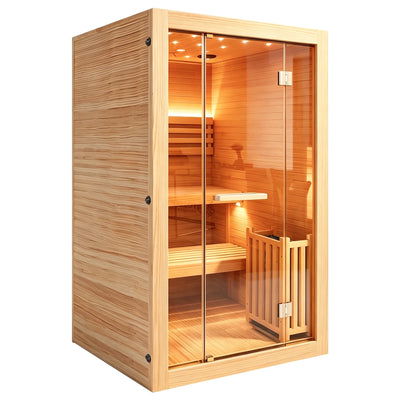 Traditional Steam Sauna Designed for Home Use, 3000W Heater, 194°F Max Temp, LED Lights, Built-In Speaker