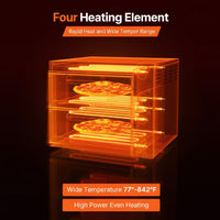 Pizza Oven Electric, 18" Double-Deck Commercial Countertop Pizza Oven, 842°F Max Temp, Indoor Pizza Maker with Thermometer, Independent Upper & Lower Temp Control & Timer for Home Restaurant