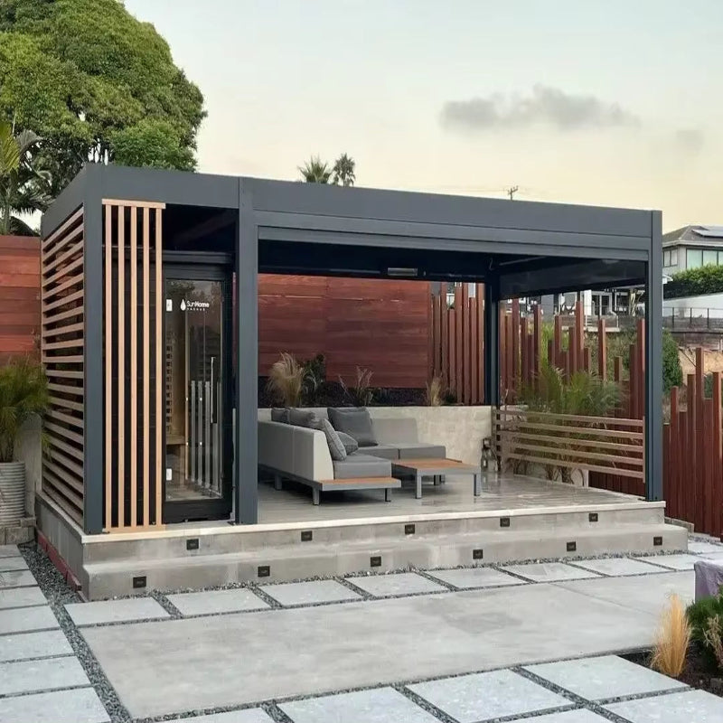 Outdoor Waterproof Pergola Aluminium Motorized Louvered Pergola Canopy Exterior Gazebo Bioclimatic Pergolas Shading Gazebo