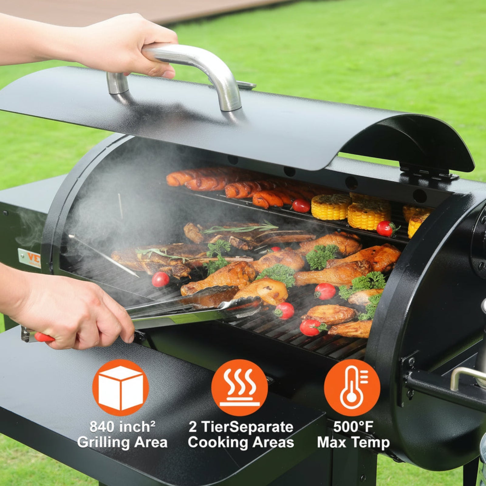 Portable Charcoal Grill Propane Gas Grills with Cover and Cart Heavy Duty Iron BBQ Grill for Outdoor Cooking Barbecue