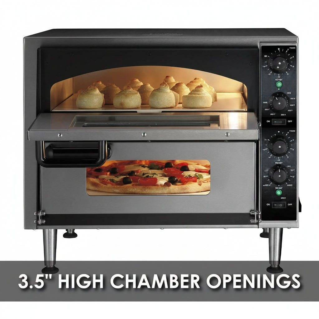 Pizza Oven with Independent Double-Deck & 14" Pizza Deck