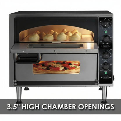 Pizza Oven with Independent Double-Deck & 14" Pizza Deck